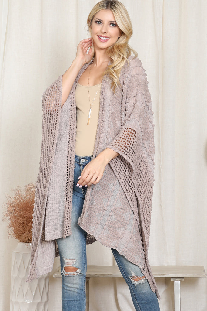 ZIGZAG POMPOM CROCHET PALMER KIMONO