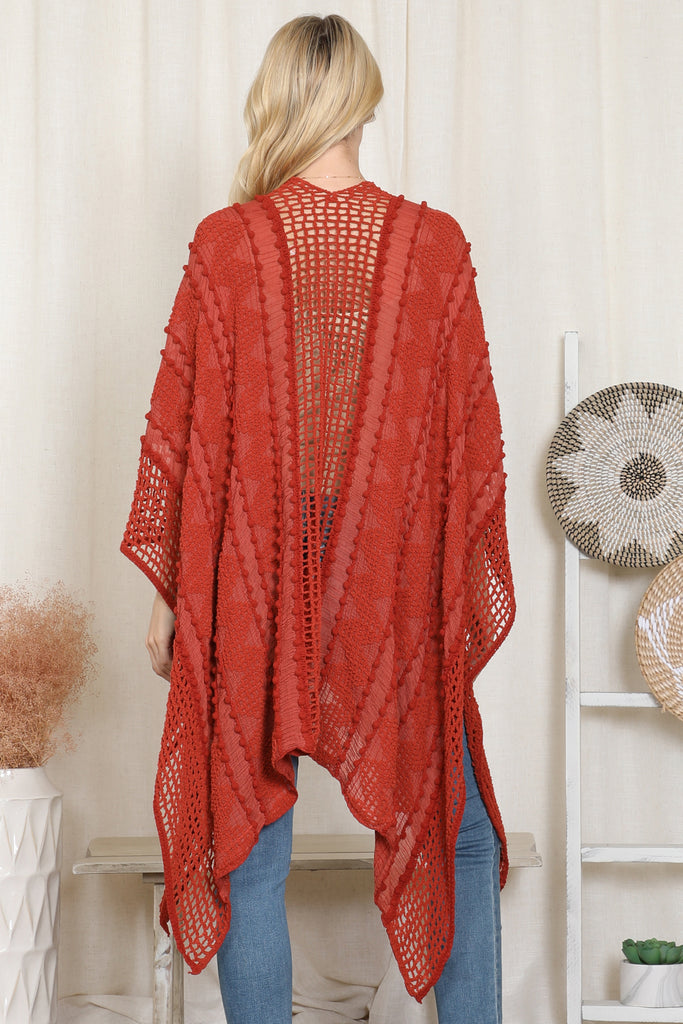 ZIGZAG POMPOM CROCHET PALMER KIMONO