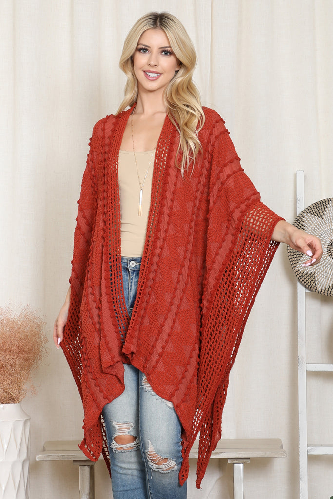 ZIGZAG POMPOM CROCHET PALMER KIMONO