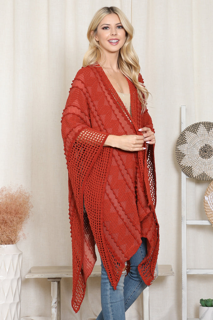 ZIGZAG POMPOM CROCHET PALMER KIMONO