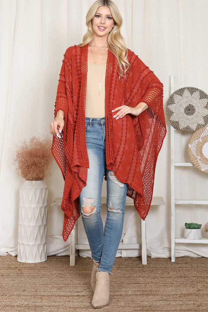 ZIGZAG POMPOM CROCHET PALMER KIMONO