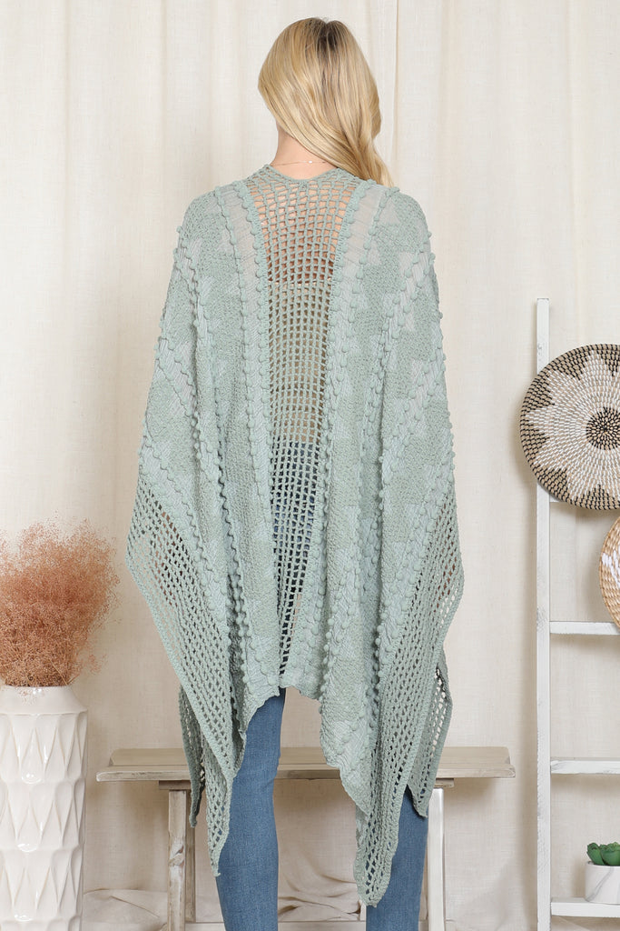 ZIGZAG POMPOM CROCHET PALMER KIMONO