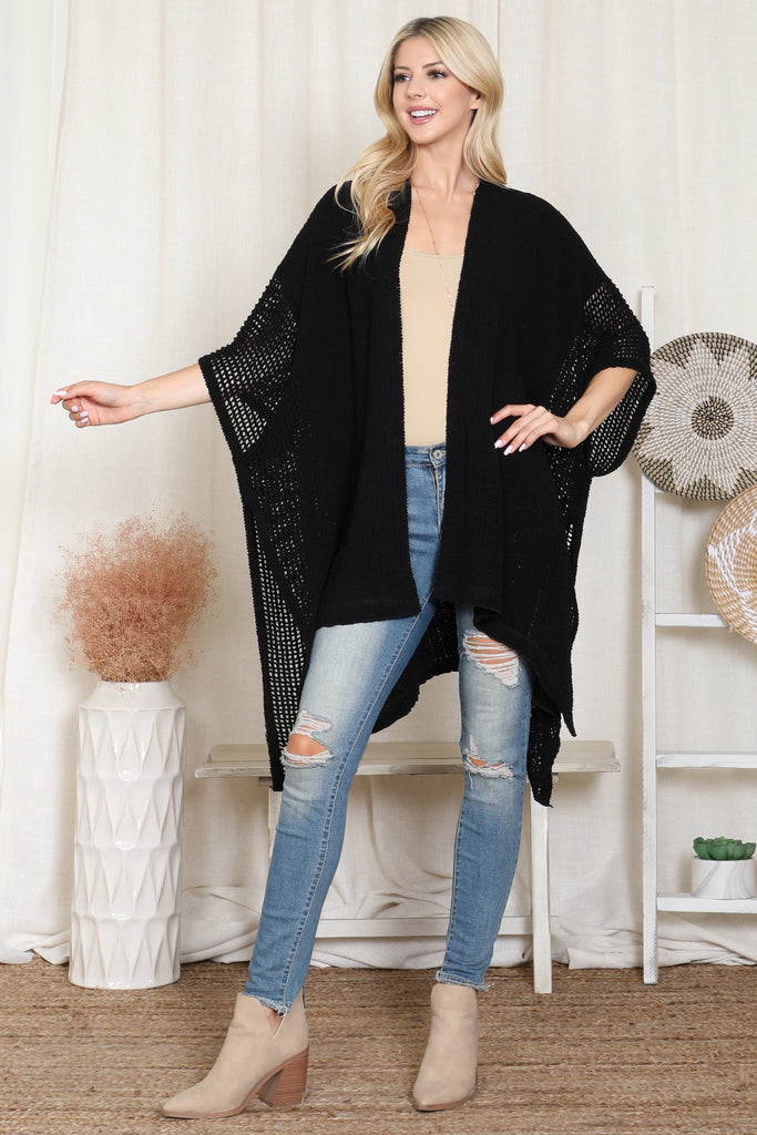 CROCHET WITH SEE THROUGH BORDER LINE OPEN FRONT KIMONO