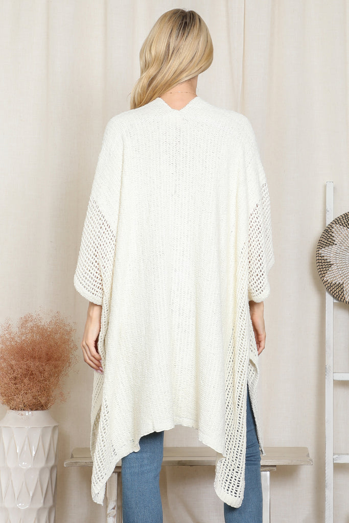 CROCHET WITH SEE THROUGH BORDER LINE OPEN FRONT KIMONO