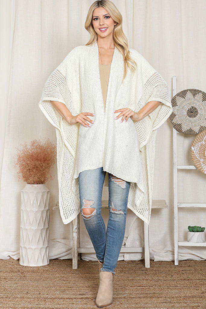 CROCHET WITH SEE THROUGH BORDER LINE OPEN FRONT KIMONO