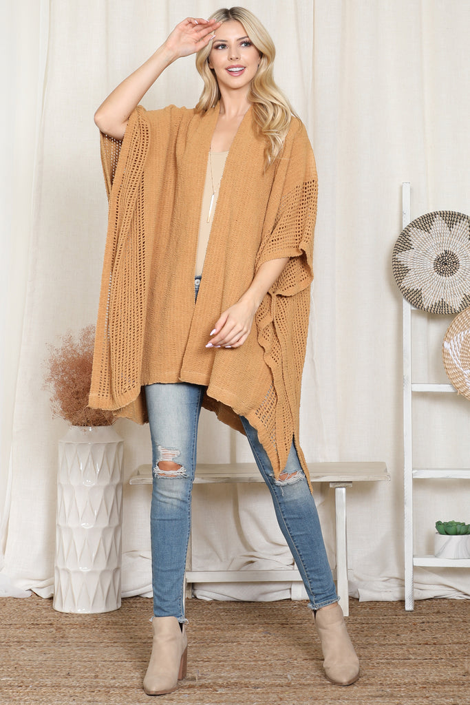 CROCHET WITH SEE THROUGH BORDER LINE OPEN FRONT KIMONO