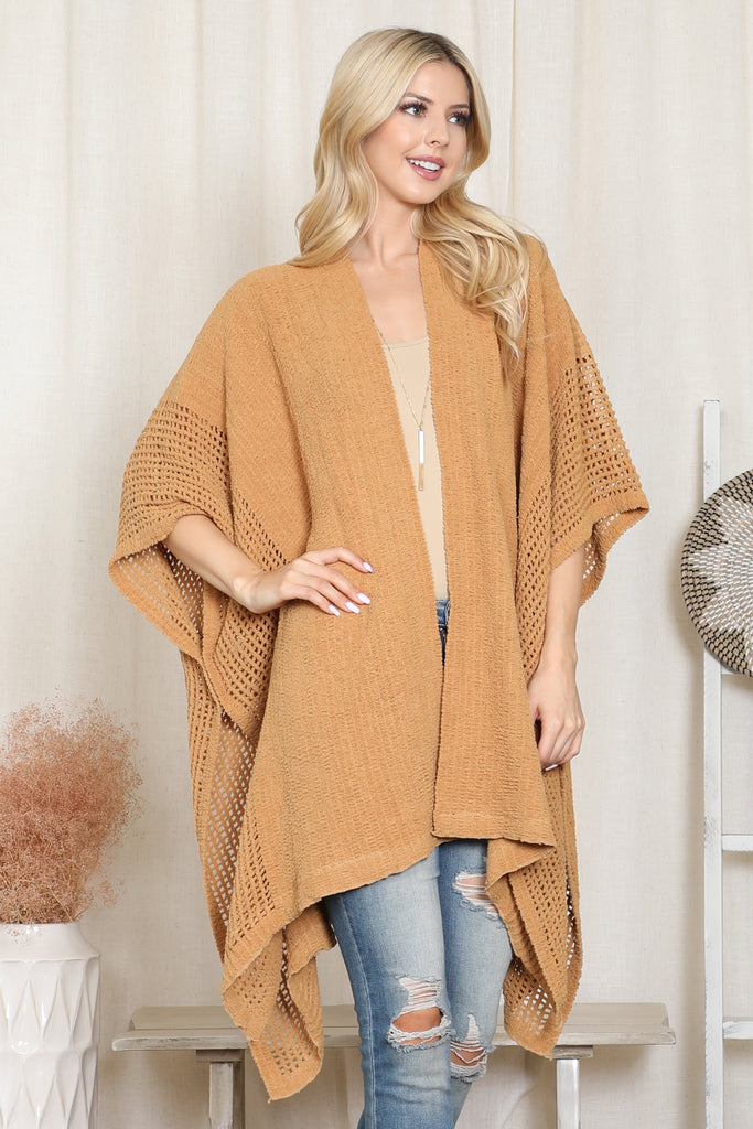 CROCHET WITH SEE THROUGH BORDER LINE OPEN FRONT KIMONO