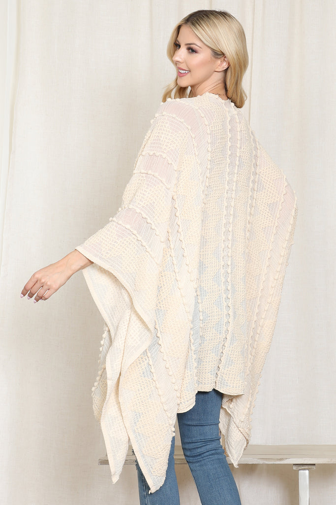 ZIG ZAG POMPOM OPEN FRONT KIMONO