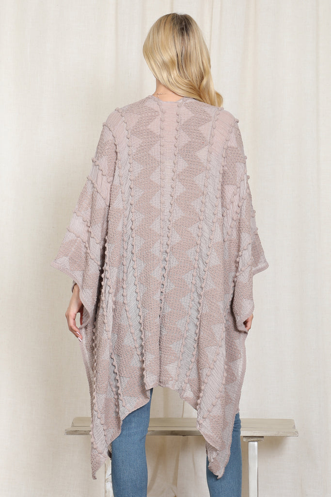 ZIG ZAG POMPOM OPEN FRONT KIMONO