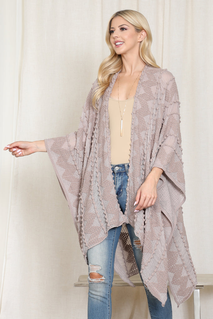 ZIG ZAG POMPOM OPEN FRONT KIMONO