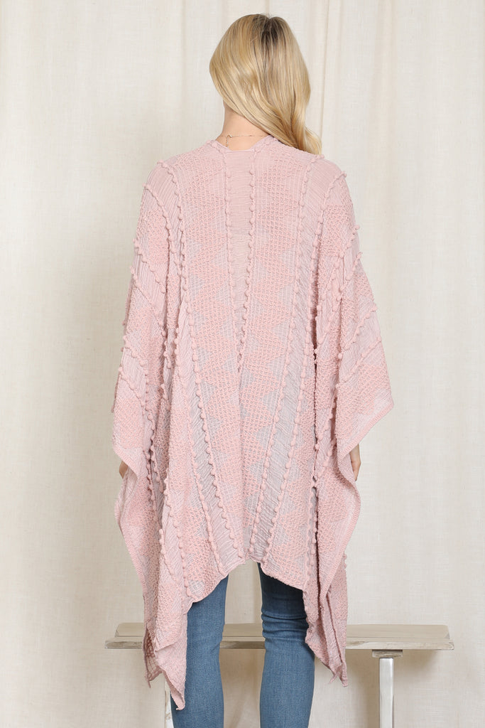 ZIG ZAG POMPOM OPEN FRONT KIMONO