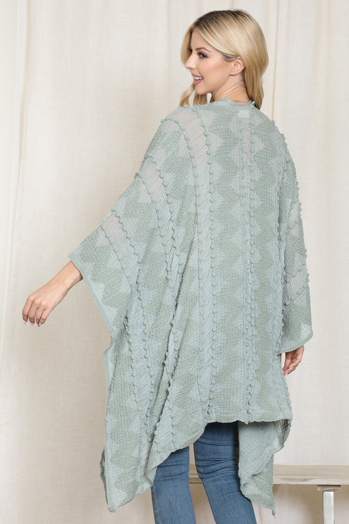 ZIG ZAG POMPOM OPEN FRONT KIMONO