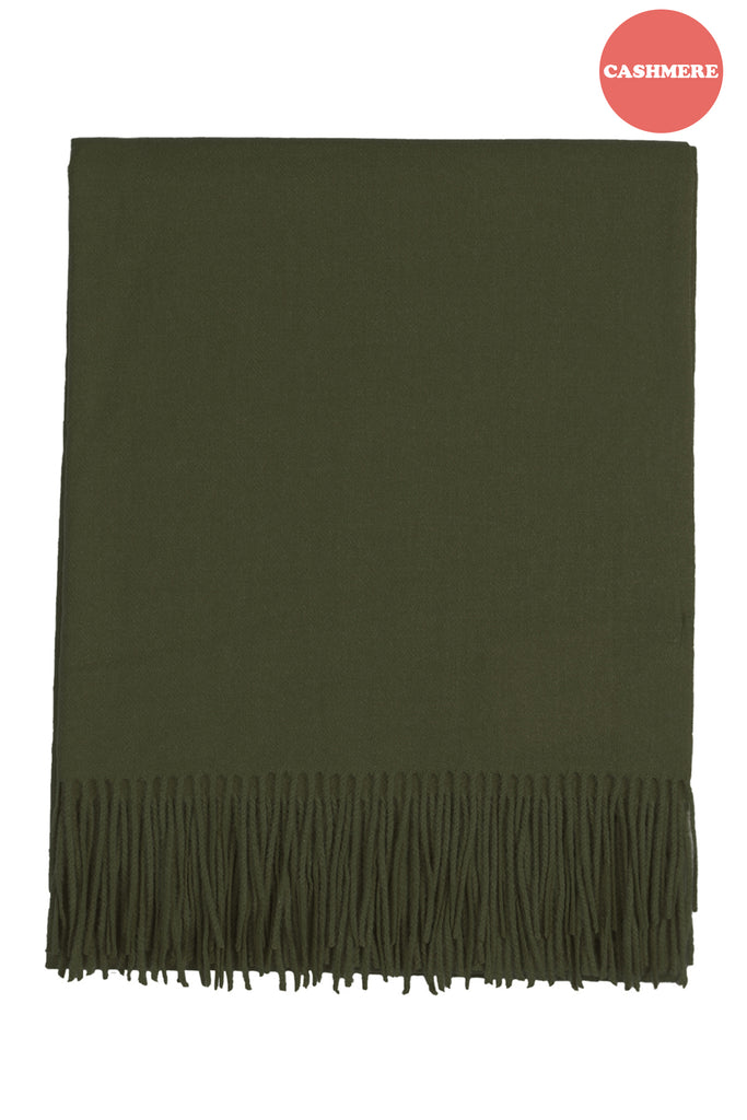 CASHMERE FRINGE WRAP LONG SCARF