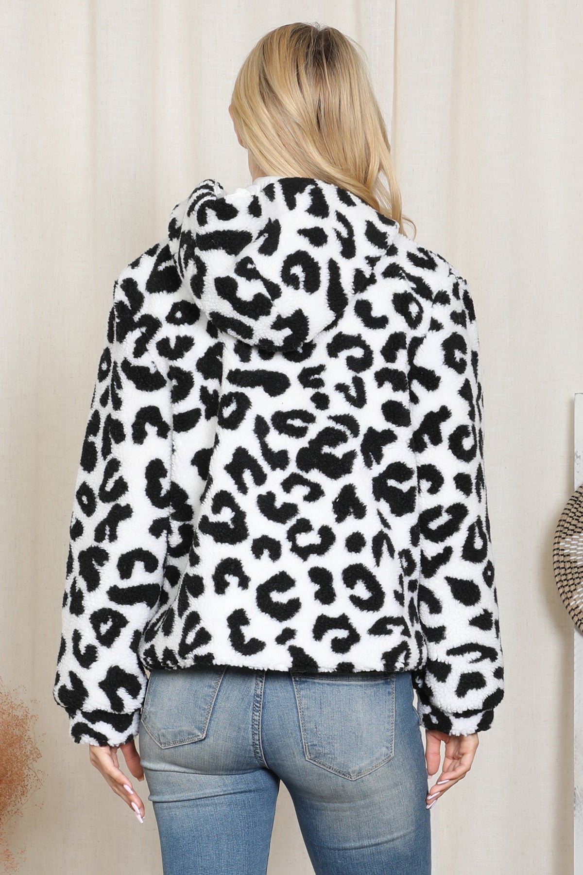 Leopard Print Faux Fur Hoodie Jacket – Riah Fashion