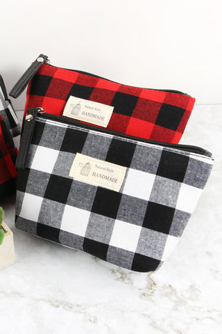 PLAID DESIGN COSMETIC POUCH