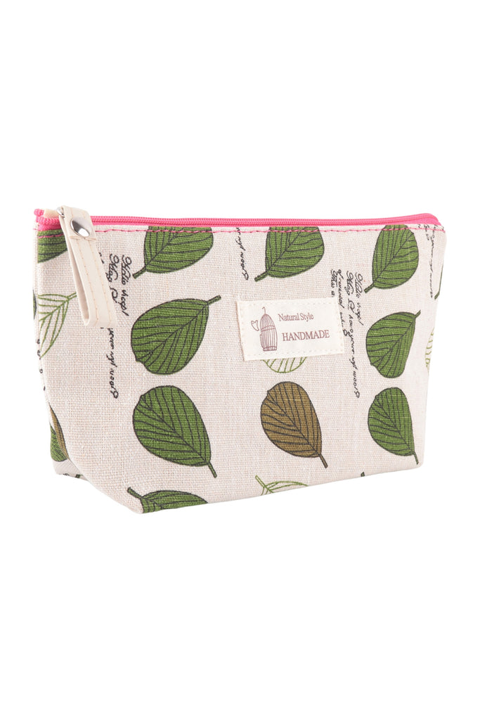 LEAVES PRINT COSMETIC POUCH BAG