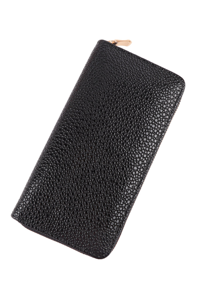 LEATHER TEXTURE ZIPPER WALLET