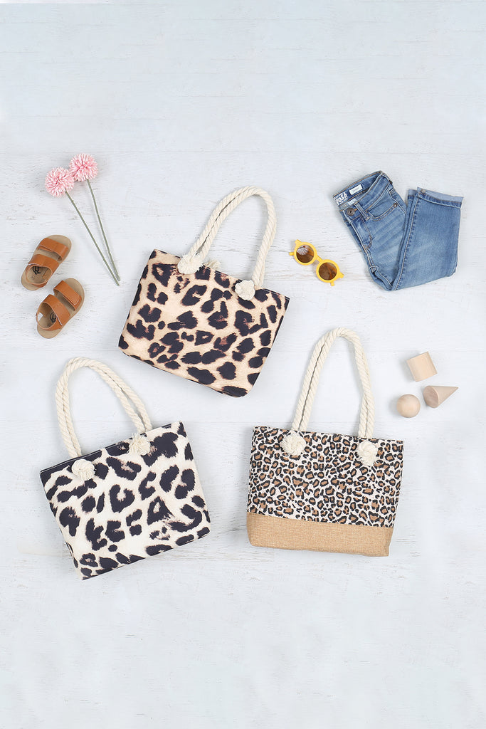 KIDS ANIMAL PRINT LEOPARD SUMMER FASHION TOTE BAG