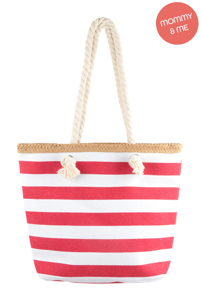 KIDS STRIPED PRINT SUMMER TOTE BAG