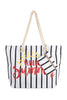 HELLO SUMMER STRIPED TOTE BAG WITH MATCHING WALLET
