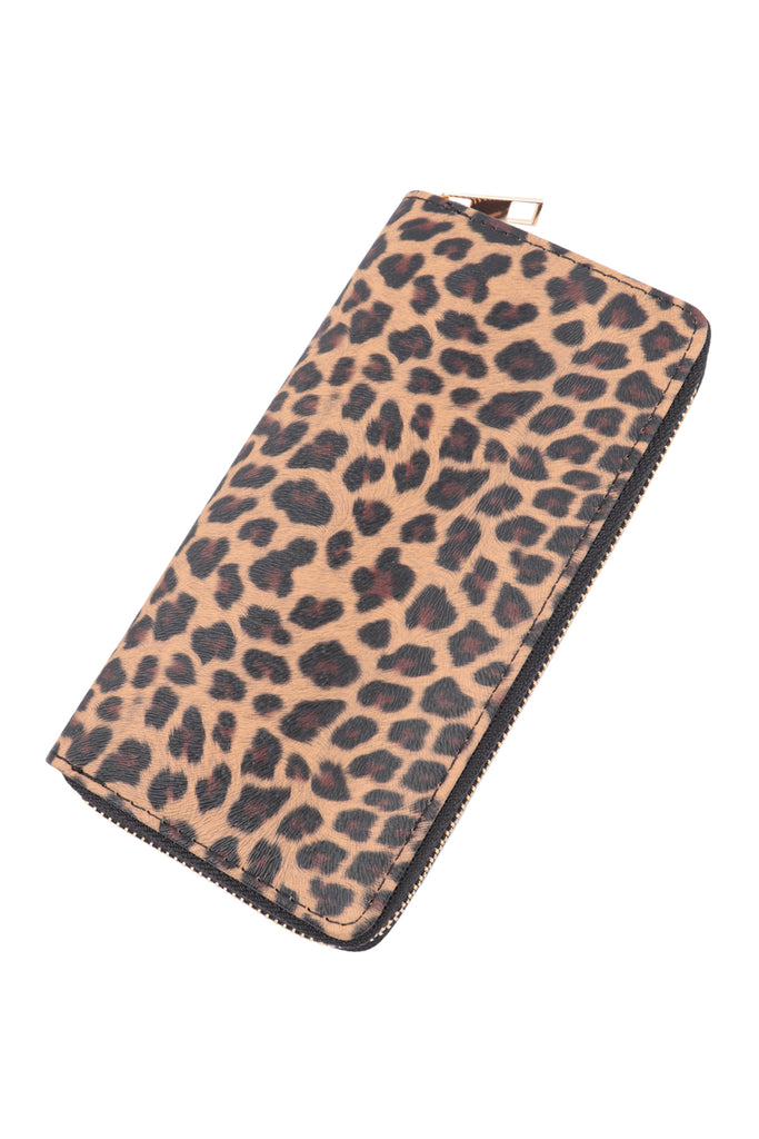 LEOPARD PATTERN LEATHER ZIPPER WALLET