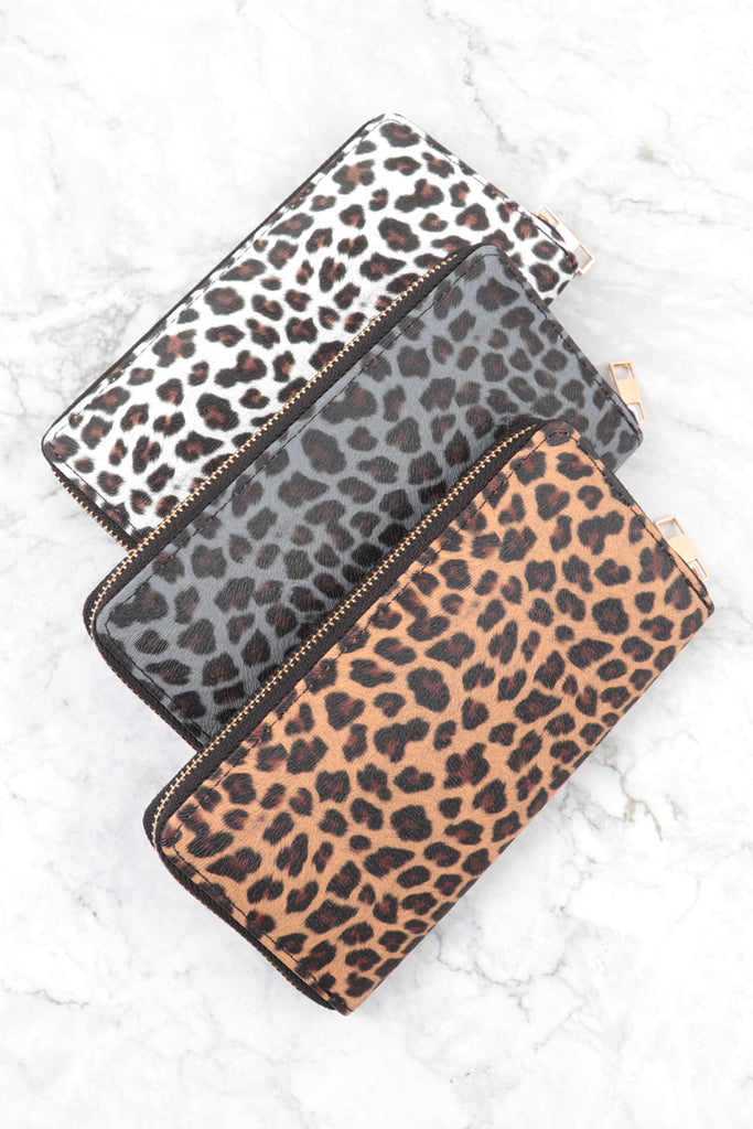 LEOPARD PATTERN LEATHER ZIPPER WALLET