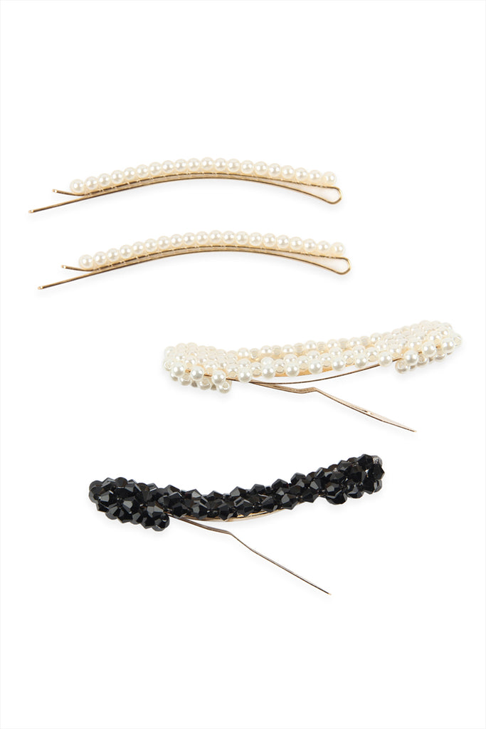 PEARL AND GLASS BEADS HAIR PIN SET