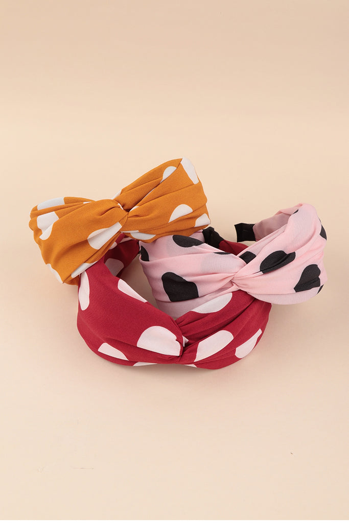 POLKA DOT PRINT TWISTED HEADBAND HAIR ACCESSORIES