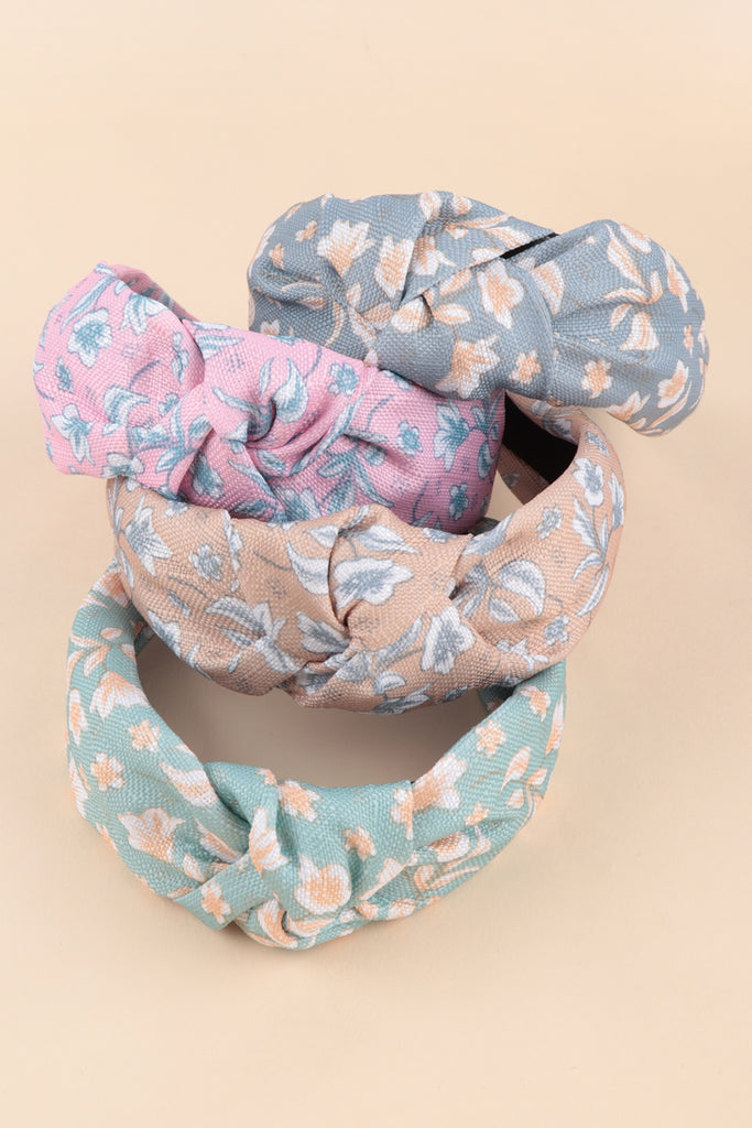 FLORAL PRINT KNOTTED HEADBAND HAIR ACCESSORIES