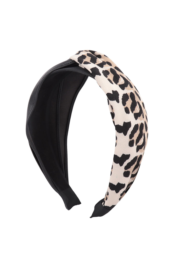 KNOTTED TWO TONE LEOPARD PU HEAD BAND HEAD ACCESSORIES