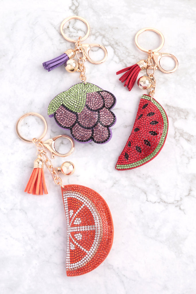 WATERMELON RHINESTONE TASSEL KEYCHAIN