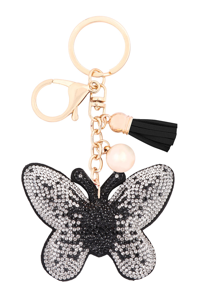 BUTTERFLY RHINESTONE TASSEL KEYCHAIN