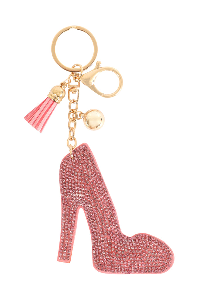 HIGH HEELS RHINESTONE TASSEL KEYCHAIN