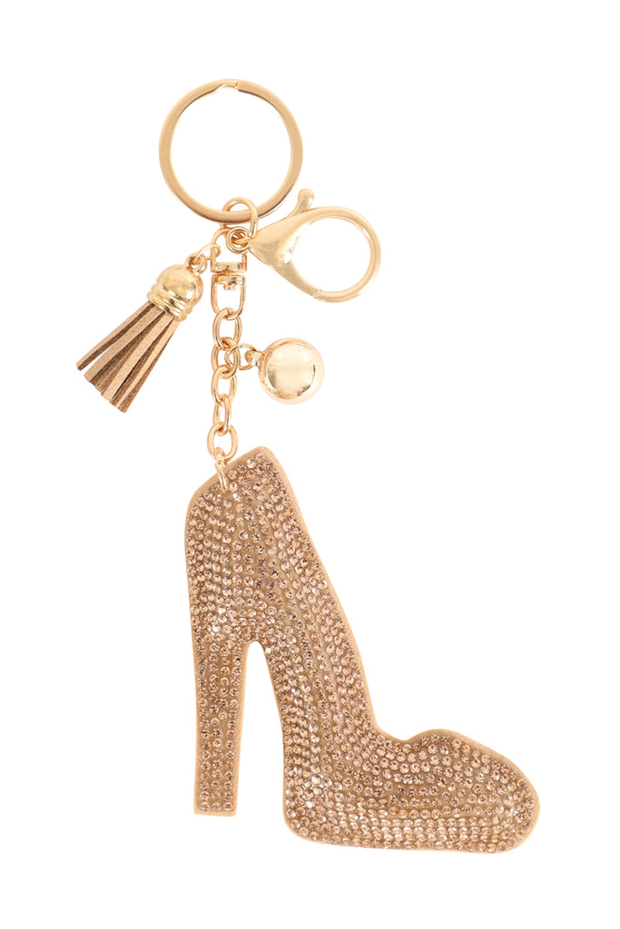 HIGH HEELS RHINESTONE TASSEL KEYCHAIN