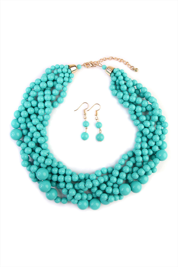 MULTI STRAND BUBBLE CHOKER NECKLACE AND EARRING SET