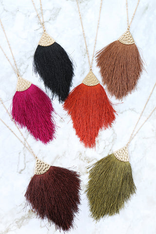 SEVEN ROW FRINGE DROP EARRINGS