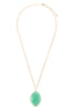 NATURAL STONE WRAP OVAL PENDANT CHAIN NECKLACE
