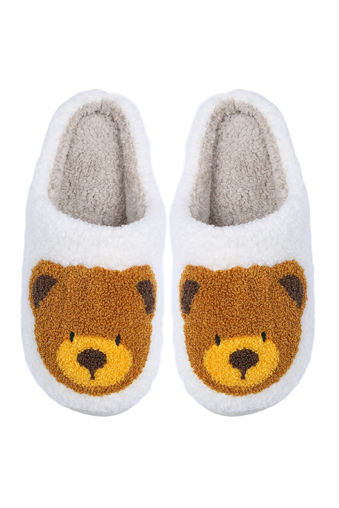 CUTE TEDDY BEAR PRINT FLEECE SLIPPER