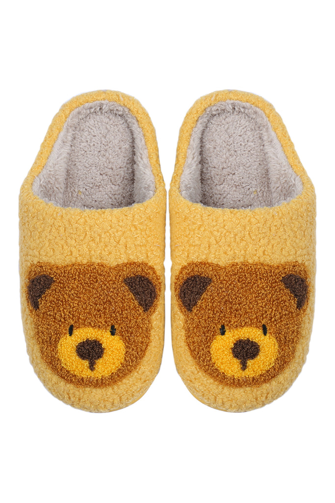 CUTE TEDDY BEAR PRINT FLEECE SLIPPER