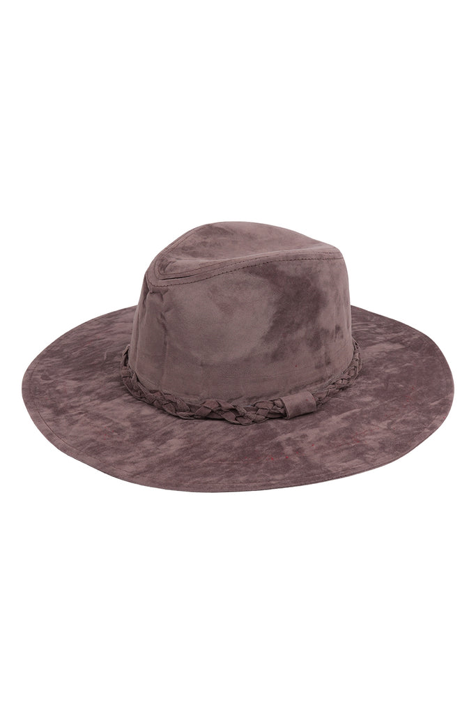 FASHION BRIM HAT WITH BRADED TIE
