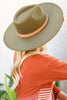 FELT FASHION BRIM HAT W/ LEATHER BRAIDED