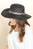 PANAMA BRIM HAT WITH LEOPARD STRAP ACCENT