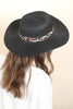 PANAMA BRIM HAT WITH LEOPARD STRAP ACCENT