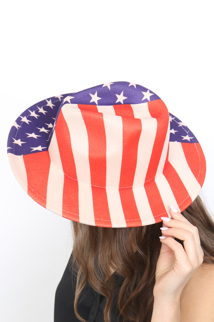 AMERICAN FLAG FELT FASHION BRIM HAT