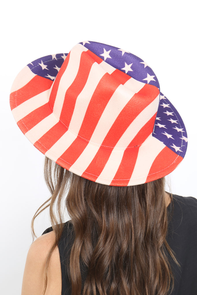 AMERICAN FLAG FELT FASHION BRIM HAT