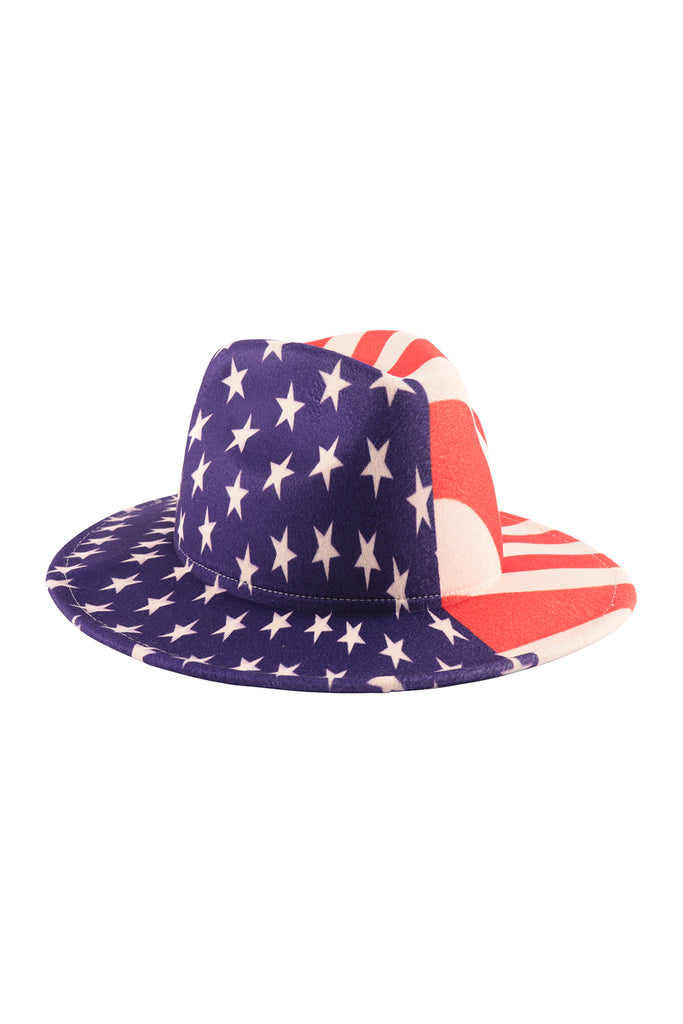 AMERICAN FLAG FELT FASHION BRIM HAT