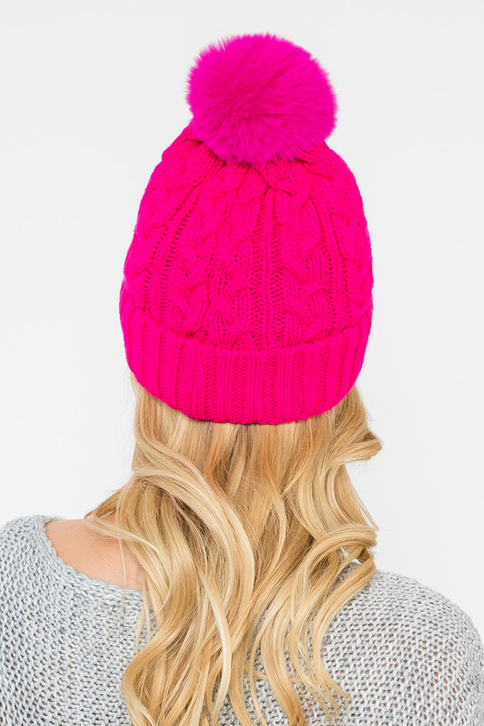 CHAIN RIB KNIT PATTERN BEANIE