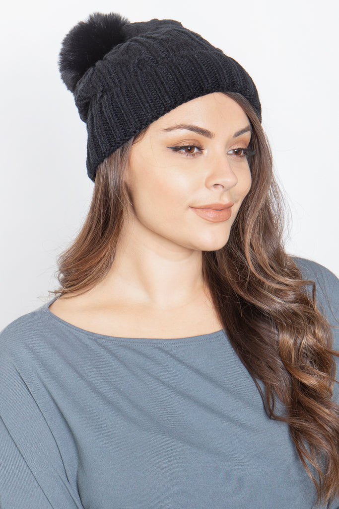 CHAIN RIB KNIT PATTERN BEANIE