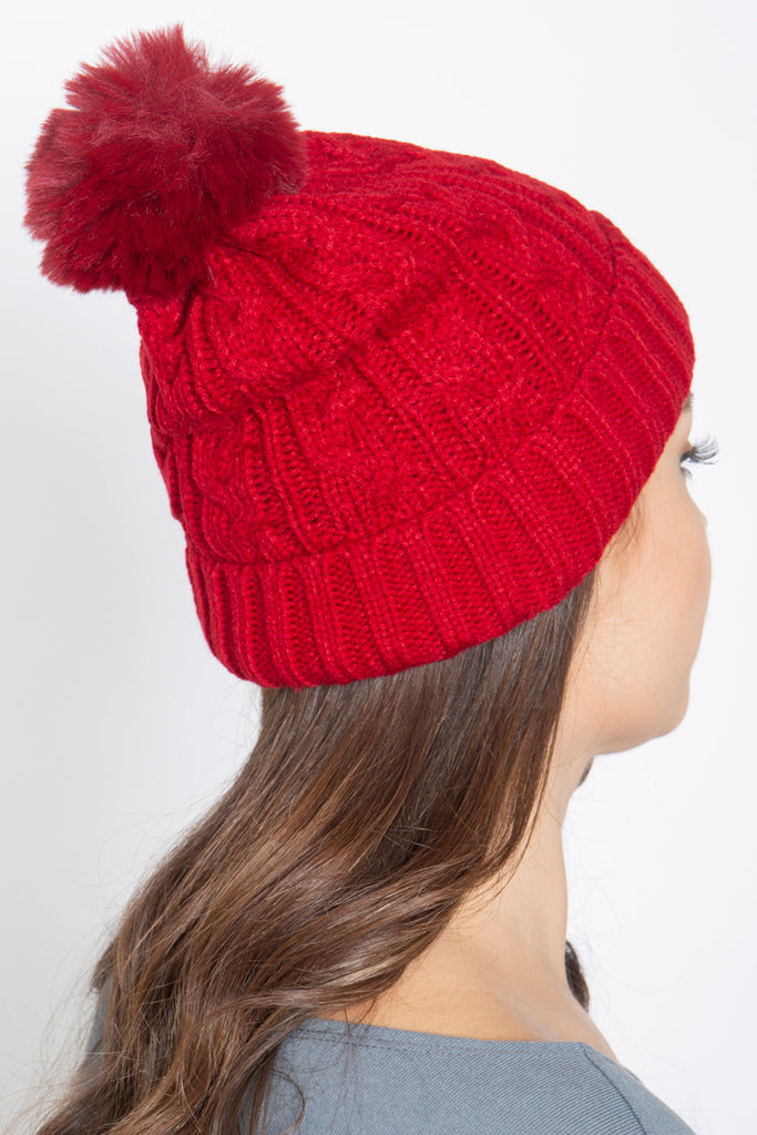 CHAIN RIB KNIT PATTERN BEANIE