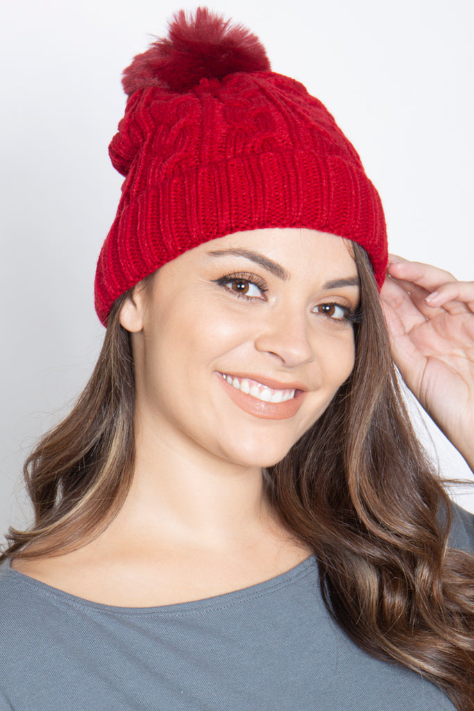 CHAIN RIB KNIT PATTERN BEANIE